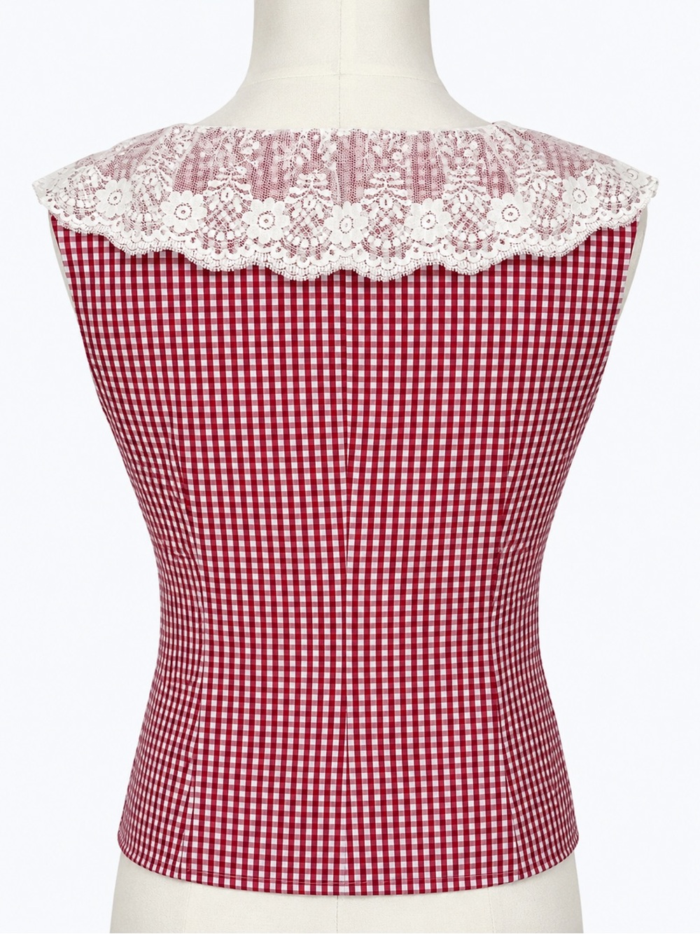 GUIZIO Paloma Corset Top Gingham Poppy Lace Trim Size Small - Picture 3 of 10